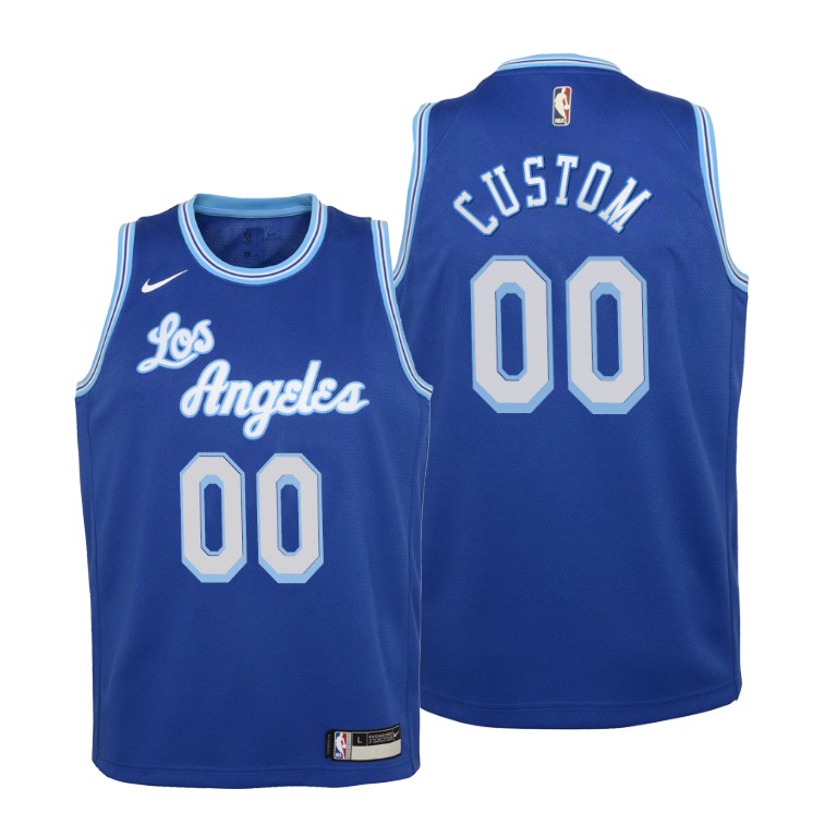 Youth Los Angeles Lakers Custom #00 NBA 2020-21 Classic Edition Blue Basketball Jersey TVB7283WD